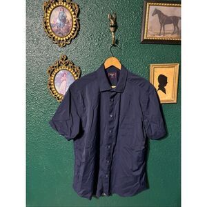 Untuckit Mens Navy Blue Button Down Shirt Nylon Size Large